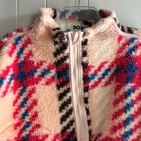 SO Cozy Plaid Sherpa Fleece Pullover Size L – Warm Winter Half Zip Jacket #V - Picture 4 of 10